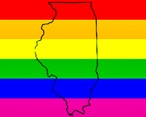 Rainbow Flag With Illinois Outline