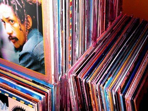 a stack of records