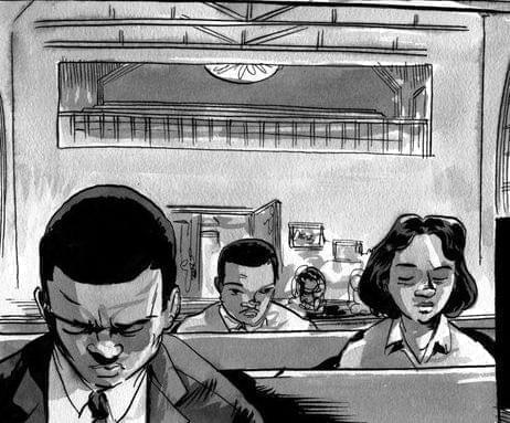 A page from the comic book, "March." It is a vivid first-hand account of Congressman John Lewis' lifelong struggle for civil and human rights.