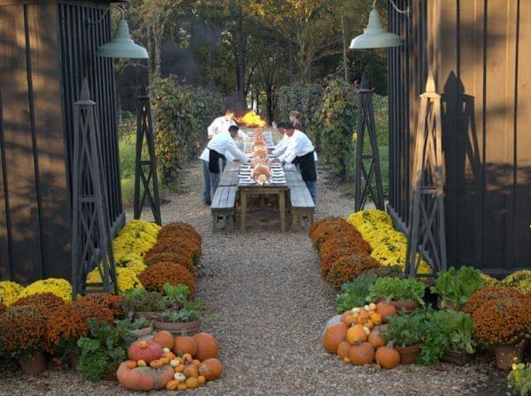 The table is set for at out door feast at P. Allen Smith's Gardens.